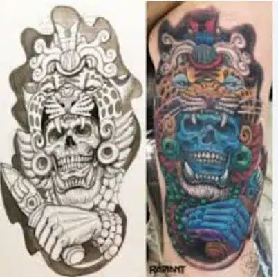 tatuaje de Tezcatlipoca brazo