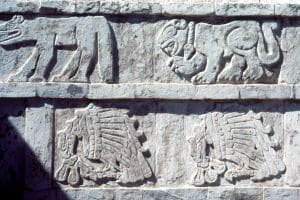 bajo relieve tolteca representacion de jaguar y coyote